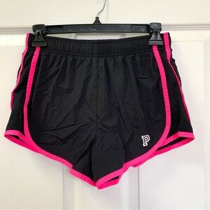 PINK Victoria's Secret Black Neon Pink Athletic Running Shorts  S